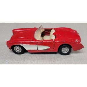 MC Toy 1957 Die Cast Corvette Scale 1/39 Loose Red W/ White, Cream Interior